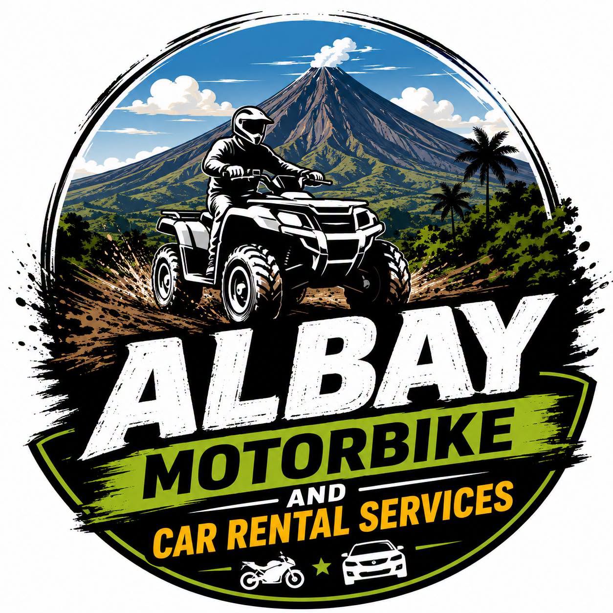Gray Toyota SUV parked on a coastal road with Mayon Volcano in the background